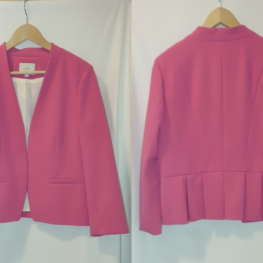 LOFT Pink Peplum Hem Blazer